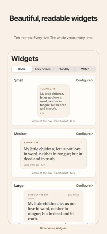 Bible Verse: Home Screen widgets in three themes