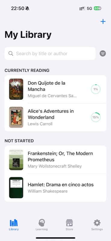 LinguaRead Library — Your book collection