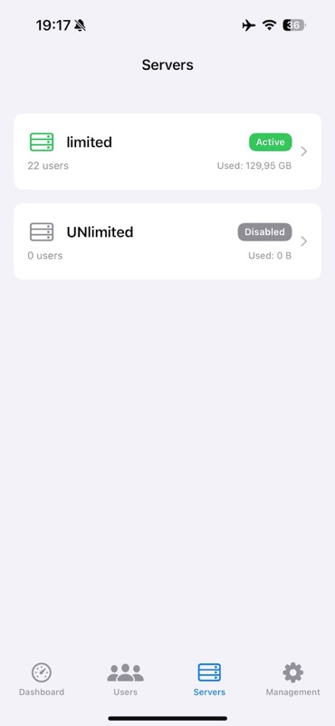 Server Controls Screenshot