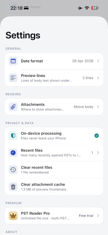 PST Reader:Message list